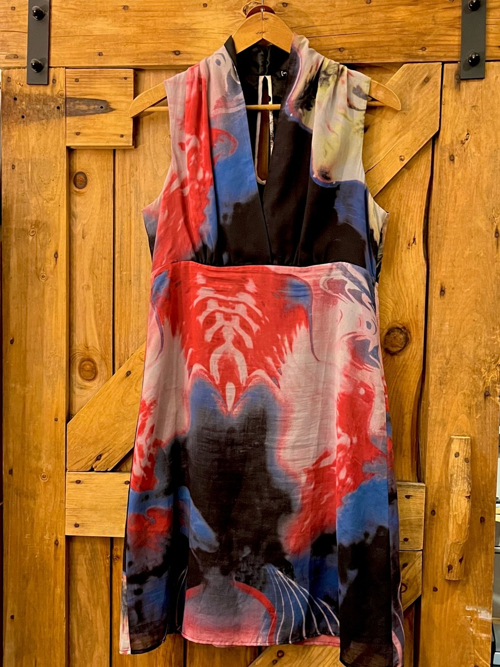 St-Martins 100% Silk Abstract Print Sleeveless Mini Dress Size M